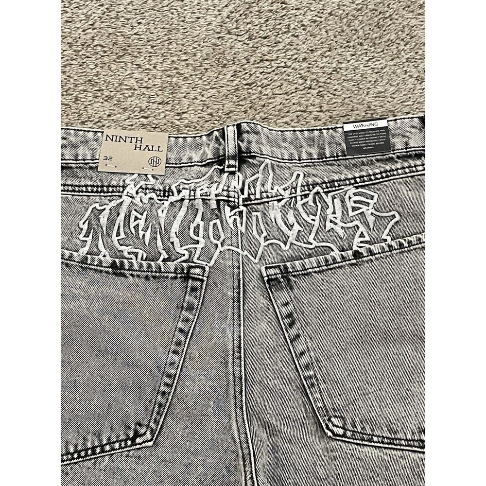 Ninth Hall Waylay Black Denim Shorts Mens Womens Unisex Size 32 NEW - Picture 5 of 5